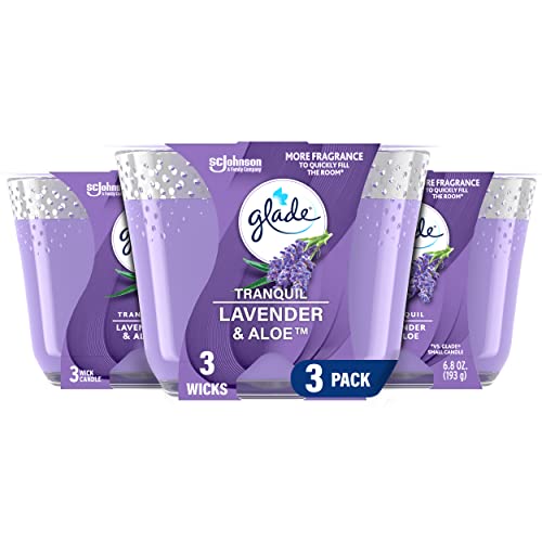 Glade Tranquil Lavender & Aloe 3-Wick Candle, 6.8 Oz, 3 Count
