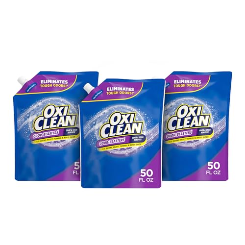 OxiClean Odor Blasters Odor & Stain Remover Laundry Booster Easy-Pour Pouch, Pack of Three 50oz Pouches