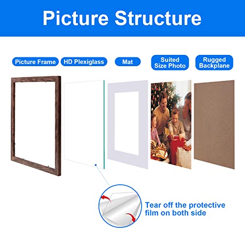 Ziranling 11X14 Picture Frame Rustic Brown Wood Set Of 6,Display Pictures 8X10 With Mat Or 11X14 Without Mat,Multi Photo Frames Collage For Wall #TOP5