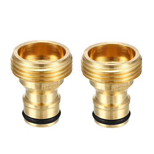 Tesmotor Conector rápido de latón de Rosca Macho de 3/4 Pulgadas, Conector de Manguera Macho BSP de Cobre de 3/4 Pulgadas para tuberías de 1/2 Pulgadas y Pistolas de pulverización de jardín Cover