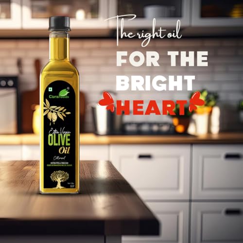 Image of CURA EXTRA VIRGIN OLIVE OIL 500ml I Free Olive vinegar 200ml I Prepared from Italian Olives I Recommended for Roasting, Frying, Baking,drizzling on salads I Cold pressed I Imported from Spain