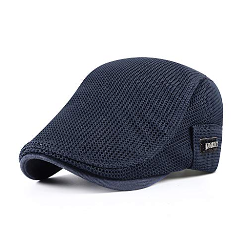 Elwow Gorra plana de malla de verano para hombre, gorra de camionero ajustable, Color 3, talla única
