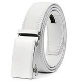 Vatan Men's Belt Leather Ratchet Belt for Men Dress Casual Every Day with Adjustable Buckle, Trim to Fit, White, 28' to 34' Waist Adjustable