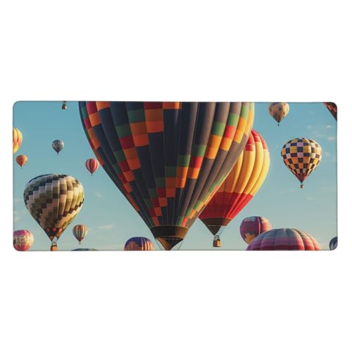 Tapis de souris de jeu XL avec bords cousus durables et motif montgolfière haute définition 40x90