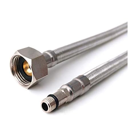 Xcel Home 2 x 8mm x 1/2 BSP (500mm Long) Kitchen/Basin Monobloc Mixer Tap Connector Flexi Pipes Tails Cover