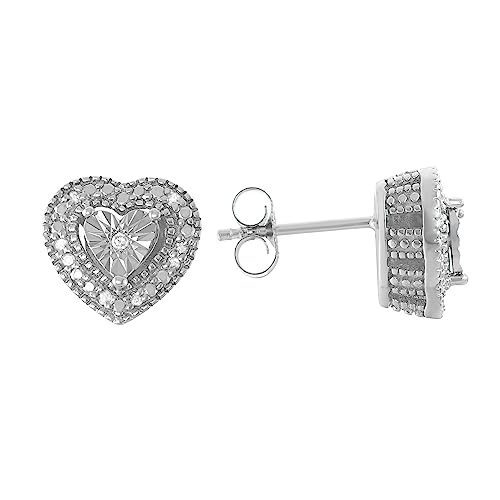 925 Sterling Silver Diamond Stud Earrings - Solitaire Look, Heart/Round/Square Shape Stud Earrings for Women2