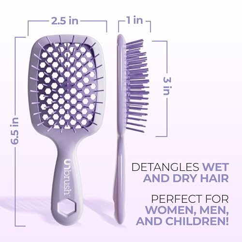 Image of FHI Heat UNbrush Mini Detangler Brush for Pain-Free Brushing on All Wet or Dry Hair Types - Durable Duoflex Anti-Static Bristles, Lightweight Handle, Vented Mini Hair Brush