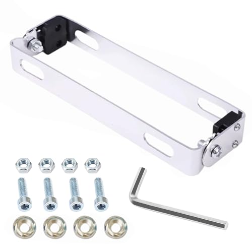 DFsucces バイク用 ナンバープレート ブラケット ステンレス製 簡単取付 汎用 ナンバーステー 180°角度調整 原付 含ネジとレンチが (シルバー)