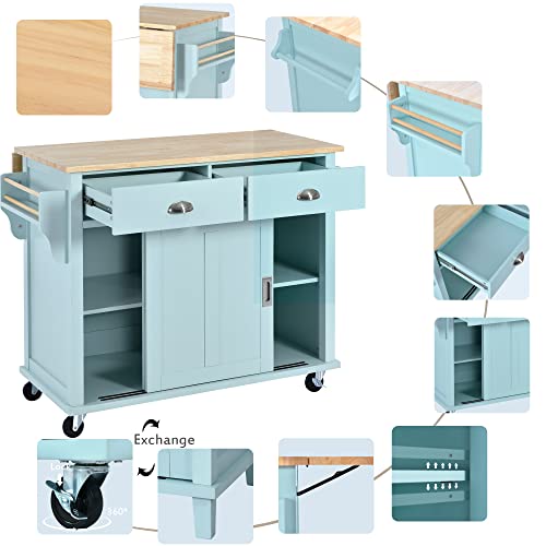Kitchen-Island-with-Drop-Leaf-Rolling-Kitchen-Island-Cart-on-Wheels-Kitchen-Storage-Islands-Carts-with-2-Drawers-4-Storage-Cabinet-Door-Large-Countertop-Moveable-Kitchen-Island-Mint-Green Kitchen Island with Drop Leaf Rolling Kitchen Island Cart on Wheels Kitchen Storage Islands Carts with 2 Drawers 4 Storage Cabinet Door Large Countertop Moveable Kitchen Island Mint Green
