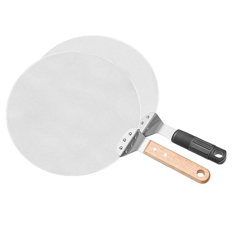 Pala Per Pizza 12 Inch Stainless Steel Pizza Peel Round Pizza Shovel Wooden Handle Pizza Peel Paddle Short Shovel Pizza Tools Pala Pizza Corta