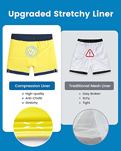 Image of maamgic 5inch Mens Swimming Trunks with Compression Liner 2-in-1 Swim Trunks Stretch Quick Dry Swim Shorts Zipper Pockets