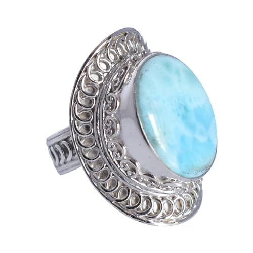 Bague en argent sterling 925 et larimar d'exception pour femme