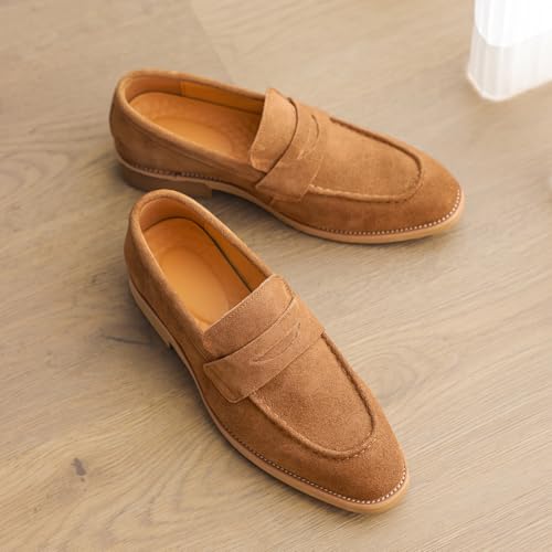 Santimon Men's Suede Penny Loafers Slip-On Dress Shoes Lightweight Classic Casual Business Moccasins4