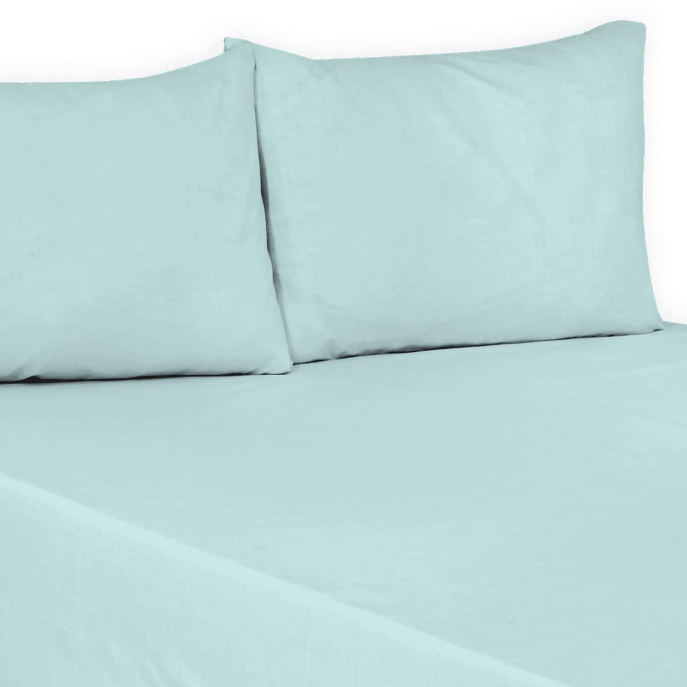 Polycotton Plain Dyed Flat Bed Sheets Luxury Quality Soft Easy Care Flat sheets in Single, Double, King, Super King size (Duck Egg, King: (250cm x 275cmcm) Approx.)
