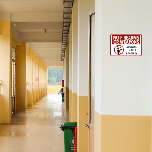 Image of CVANU NO FIREARMS OR WEAPONS Allowed in This Property Warning Safety Self-Adhesive Waterproof PVC Vinyl Sign Sticker Size (11.7inchX8.3inch) Pack of 15