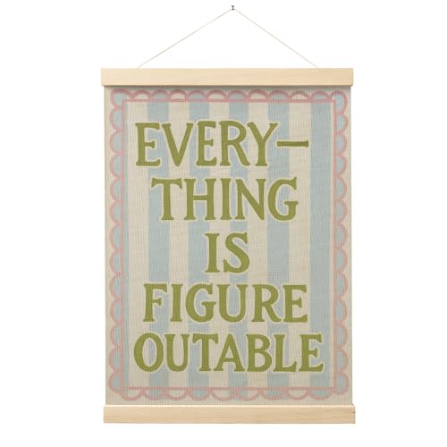 FGFK Everything Is Figureoutable Wall Art Poster Hanger Frame, Motivational Office Decor, Dopamine Positive Affirmations Canvas Prints Framed Wall Decor for Girls Bedroom College Dorm, 12x16 Inch