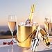 3L Double Wall Insulated Stainless Steel Ice Bucket with scoop & Strainer for Cocktail Bar,Metal Ice Bucket for freezer with Lid for parties.ice Container to Keep Ice Colder,bar cart accessories(gold)