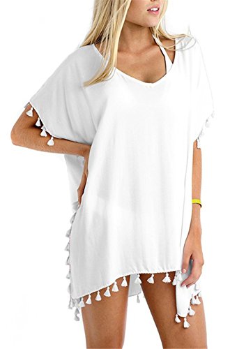 Preisvergleich Produktbild EDOTON Damen Chiffon Quaste Strandkleid Sommer Cover-Kleid Strandponcho Badeanzug Vertuschen Bikini Cover Up