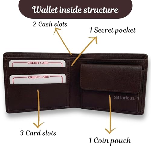 Image of Personalised Leather Wallet for Men | Bifold Men's Wallet Combo Set of 2 | Custom Name Engraved Wallet with Metal Charm | Slim Stylish Gift for Men
