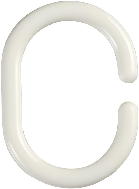 Maytex Plastic Shower Curtain Rings with C-Shaped Hook, Bone