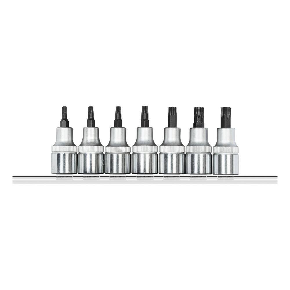 GEDORE Red Screwdriver Bits 1/2 Inch TX on Connector Strip 7 Pieces, Chrome,red, Variety pack