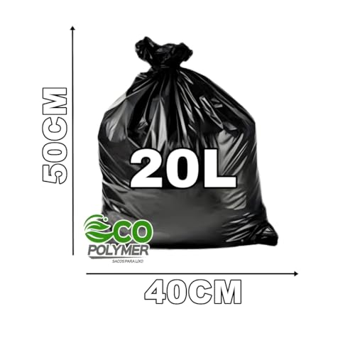 Saco De Lixo Preto 20l Resistência Média 4 Micra 100 Unid