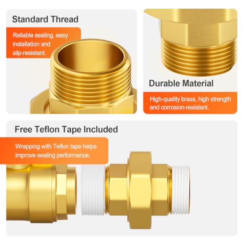 GASHER 2PCS Brass Union, 1-1/2" NPT Male x 1-1/2" NPT Male Pipe Fitting are Used for Pipe Connections by GASHER - Image 4