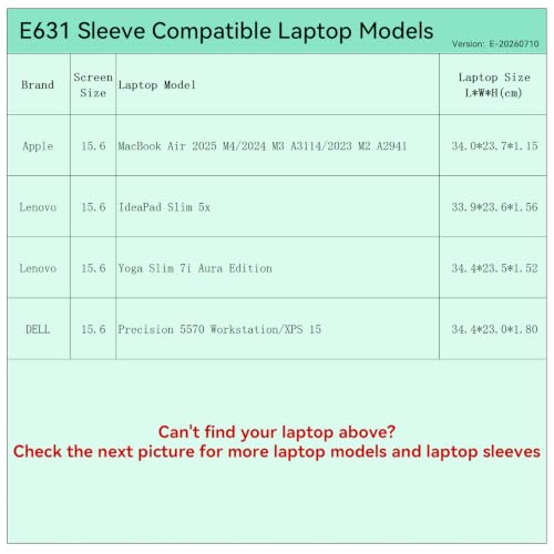 Image of Smatree Elite Laptop Sleeve for 15.6 inch Apple MacBook Air 2023-2025, HP Fortis G10 Chromebook, Lenovo IdeaPad Slim /Yoga Slim 7i, DELL Precision /XPS 15, Protective Laptop Case with Pocket(E631)