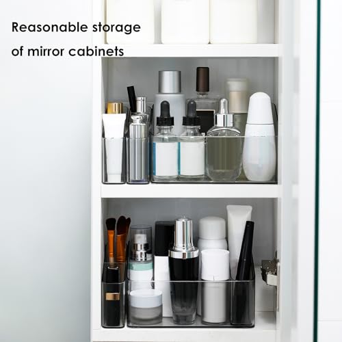 SHIMOYAMA Make-Up Organizer, 2-Pack, Kunststoff Kosmetik Aufbewahrungsbox für Schminktisch Badezimmerschrank, Schönheitsprodukte Organizer Desktop-Speicherhalter mit 2-beweglichem Innenkoffer