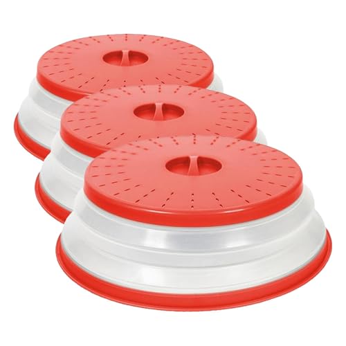 Image of Tovolo Microwave Splatter Cover for Food(Candy Apple Red) Collapsible & VentedSilicone Splatter GuardLid,Microwave Plate & Dish Cover with Handle,BPA-FreeKitchen Gadget for Meal Prep, (Pack of 9)