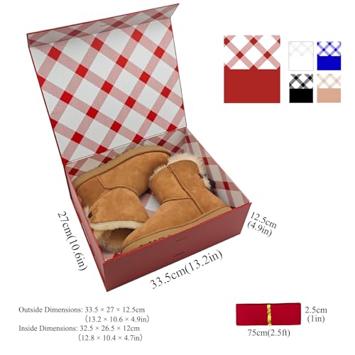 Miniatura 2 de Tekhoho Caja De Regalos Grande Roja 33.5x27x12.5 Cm, Caja De Regalos Premium Con Tapa Magnética Y Cinta Para Embalaje De Regalos De Bodas Y Cumpleaños, Forro A Cuadros