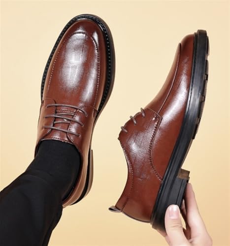 Mens Oxfords Shoes Comfortable Round Toe Business Casual Lace Up Derby Shoes Formal Platform Sneakers Leather Dress Shoes for Wedding Work Office4