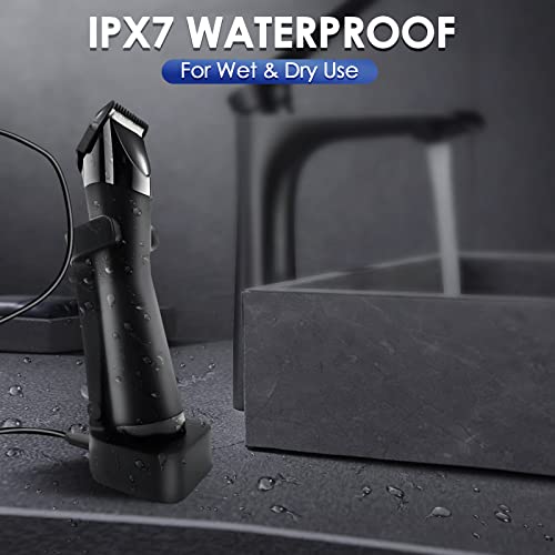 Elektrischer Intimrasierer Mann, 2 in 1 Körperrasierer Herren mit LED-Beleuchtung, IPX7 Wasserdichte Nasser /Trockener Bodygroomer, Profi Haartrimmer Rasierer Herren für den Intimbereich & Körper - Image 6