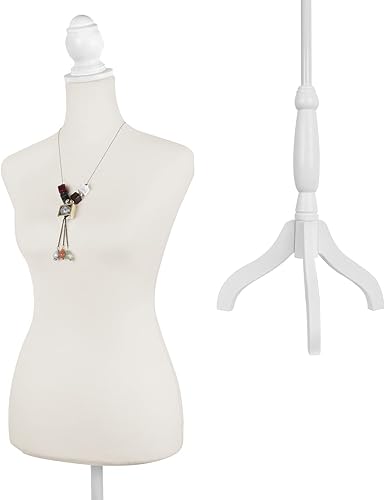 SubSun Forma de vestido de maniquí femenino cuerpo torso, altura ajustable trípode soporte formas de vestido muestra mujeres para costura,