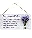 Fun-Plus Lavender Bathroom Decor, 12â€³x6â€³ PVC Plastic Wall Decoration Hanging Sign, High Precision Printing, Water and Humidity Proof, Bathroom Rules, Purple Bathroom Accessories, Lavender