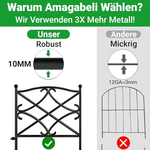 Amagabeli Garden Home 5PCS 60CM X 3M Beetzaun Metall Zaunelemente Dekorative Metall Gartenzäune Zaunelementen Gartenzaun Metall Zaun Garten Komplettset Zaun Metall Holz Draht Zäune Metall