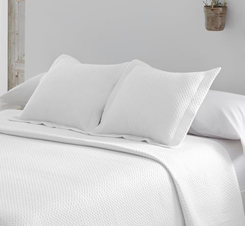 Miniatura 3 de Boheme Colcha Reversible De Microfibra Blanca Para Cama De 150 2 Fundas De Cojín 250x270 Cm Ligera Y Transpirable Ideal Para Entretiempo