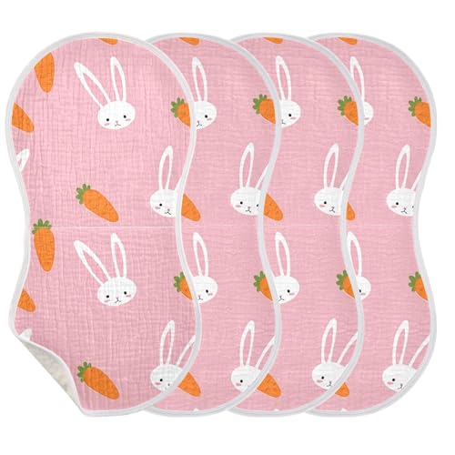 xigua Cute Bunny Baby Burp Cloths for Newborn Boys and Girls 4 Pack, Soft & Absorbent Cotton Baby Burp Cloth, Baby Washcloths, Newborn Towel, Burp Rags3