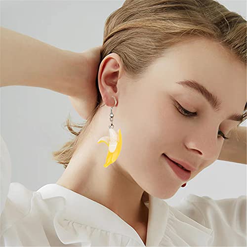 ONLYJUMP Funny Fruit Banana Dangle Earrings Resin Lifelike Fruits Lovely Summer Theme Yellow Banana Dangle Earring for Women Gifts3