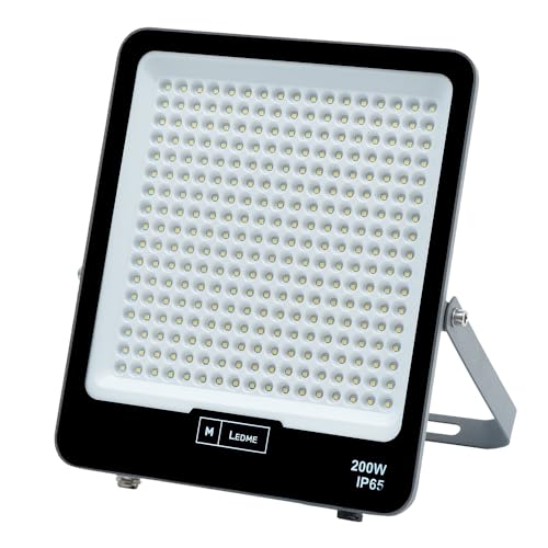 M Ledme - Napoli Plus reflektor Led 200 W, 24000 lumenów, możliwość ściemniania IP65, ciepłe światło (3000 k), oświetlenie zewnętrzne. Zastosowanie do ogrodu, patio, parkingu, hotelu, budynków itp.