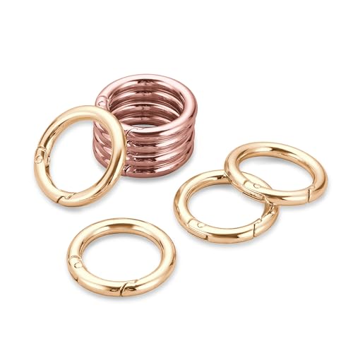 Image of Gkeygo Key Ring Clip, 4 /5 Inch Keychain Rings, 8 Pack Round Carabiner Clip for Keys, Buckle, Bags, Purses - Key Chain Hooks Replacement Keychains Lanyard DIY Crafts - Gold, Rose Gold