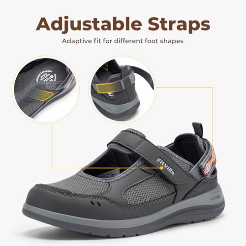 Image of FitVille Diabetic Shoes for Women Extra Wide Diabetic Womens Sandals, Walking Shoes with Adjustable Closures Arch Support, Orthopedic Sandals for Flat Feet Heel Pain Relief,Plantar Fasciitis