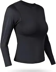 Segunda Pele Térmica Feminina, Conjunto Blusa e Calça, Preto, Interior Flanelado, Proteção UV 50+, Para Frio Intenso e Neve