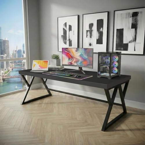 Image of Klaxon Modern Computer Table for Home PC - Multipurpose Office Desk for Home & Work | Gaming Table, Computer Table, Desktop Table for Home Office (Riva Black Medium)