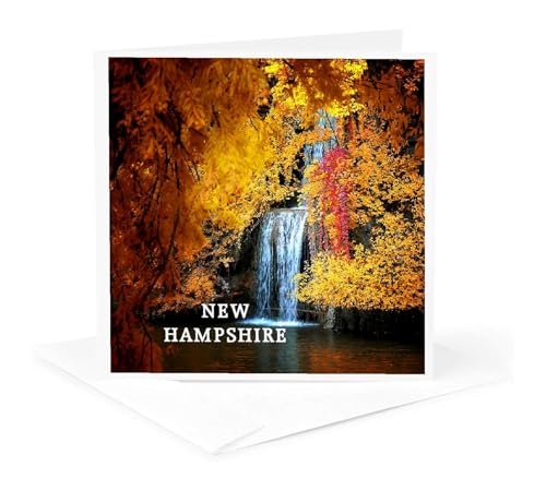 3dRose New Hampshire Waterfall In Autumn 1 Greeting Card with envelope