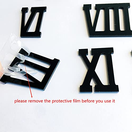 Phocaea Set Of 12 Pcs Mini Roman Mirrored Acrylic Numerals For Diy A Wall Clock (Black) #TOP3