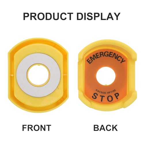 Cubierta de parada de emergencia para botón industrial protector plástico amarillo pack de 4 3