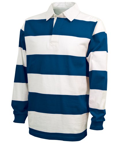 Image of Charles River Apparel Unisex Classic Rugby Shirt, Premium Cotton Jersey with Yarn-Dyed Stripe Design
