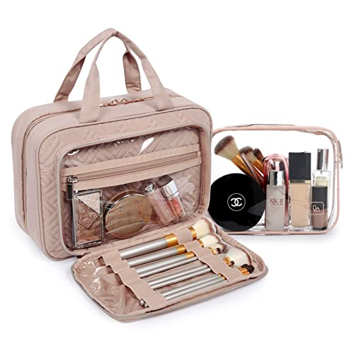 Image of BAGSMART Toiletry Bag Hanging Travel Organizer with TSA Approved Transparent Cosmetic Bag and Detachable Makeup Pouch for Full Sized Toiletries