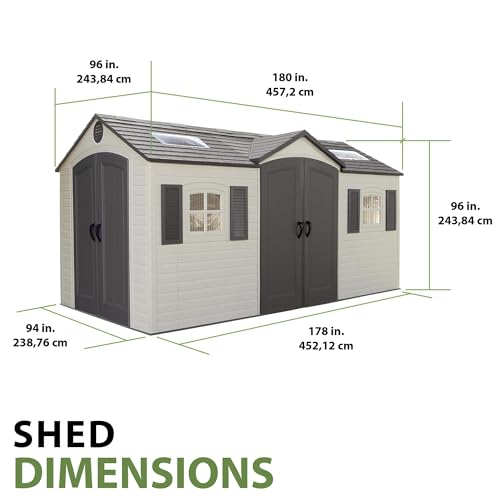 Lifetime 60079 Outdoor Storage Dual Entry Shed, 15 x 8 ft, Desert Sand